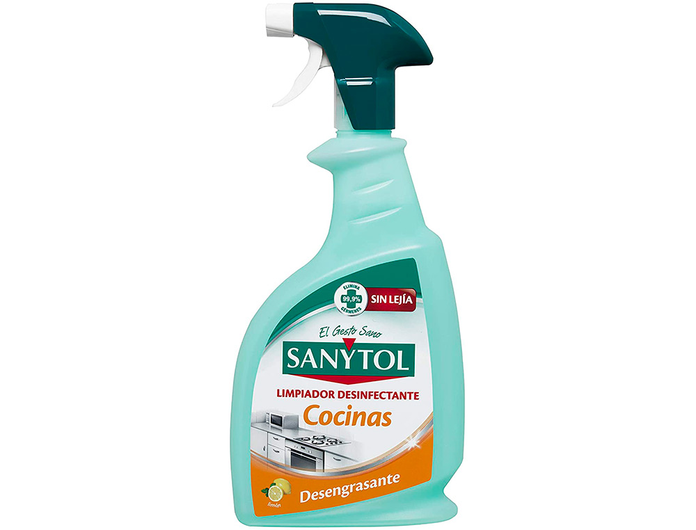DETERGENTE DESEMFETANTE SANYTOL PARA COZINHAS COM PISTOLA PULVERIZADORA FRASCO DE 750 ML