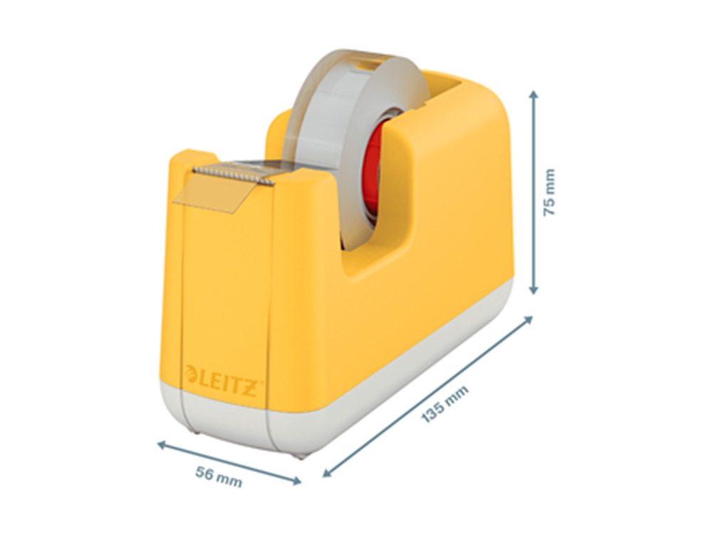 DESENROLADOR DE SECRETARIA LEITZ COSY EM PLASTICO PARA FITAS 33 MT AMARELO