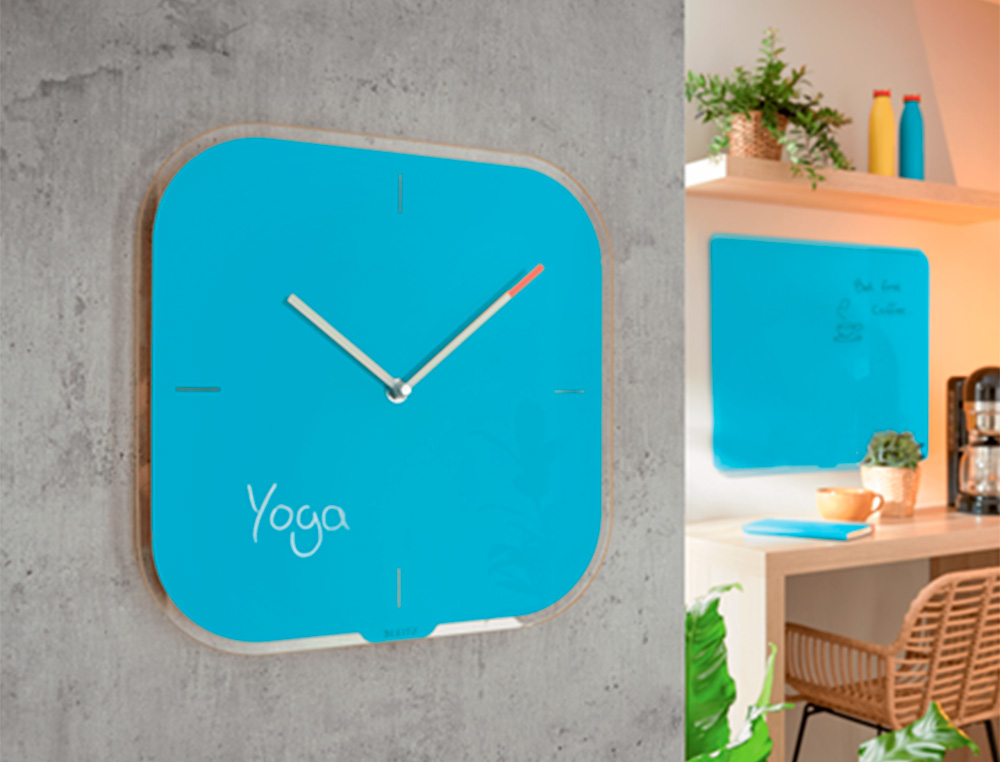 RELOGIO DE PAREDE EM VIDRO LEITZ COSY AZUL