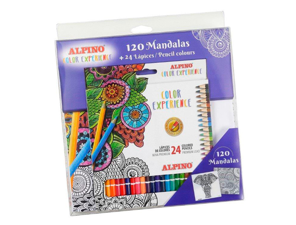 SET DE DESENHO ALPINO COLOR EXPERIENCE 24 LPIS DE COR E LIVRO DE 120 MANDALAS