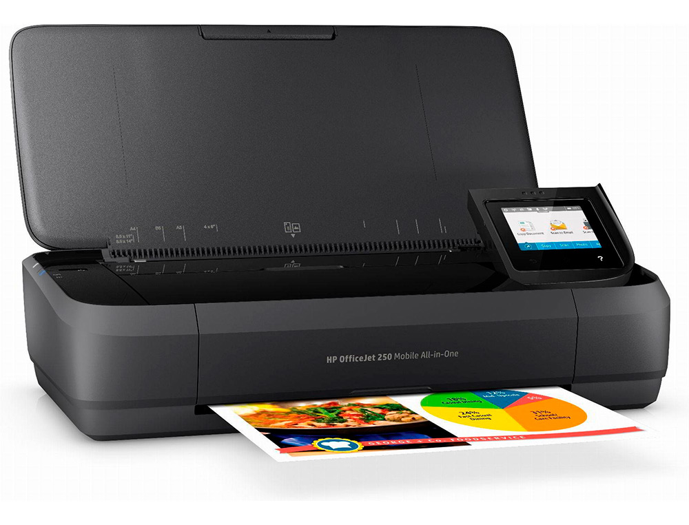 MULTIFUNCOES PORTATIL HP OFFICEJET 250 WIFI 4800X1200 TINTA 10 PPM PRETO 7 COR PPM SCANNER COPIADORA IMPRESSORA