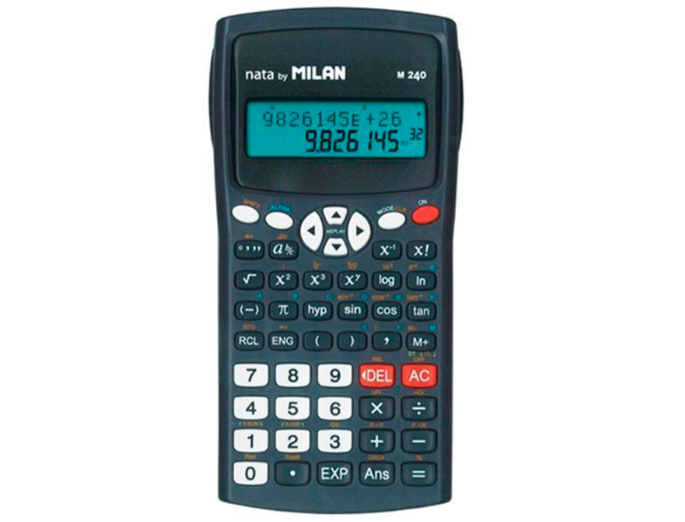 CALCULADORA MILAN CIENTIFICA M240 BLACK 2 LINHAS 240 FUNCOES 10+2 DIGITOS COR PRETA COM TAMPA COR CINZA