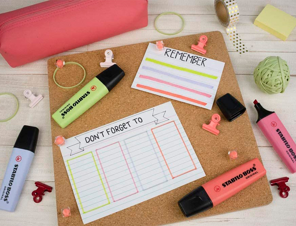 MARCADOR FLUORESCENTE STABILO BOSS 70 PASTEL ESTOJO DE 4 UNIDADES CORES NOVAS 2021 SORTIDAS