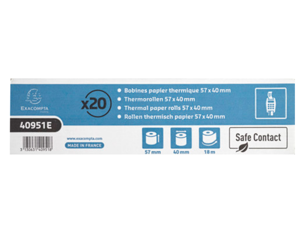 ROLO CALCULADORA EXACOMPTA SAFE CONTACT TERMICO 57 MM X 40 MM 52 G/M2
