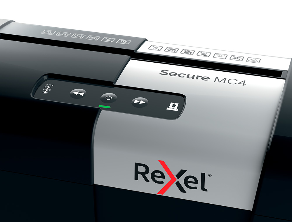 DESTRUIDORA DE DOCUMENTOS REXEL SECURE MC4 CAPACIDADE 4 FOLHAS MICRO CORTE DESTROI AGRAFES E CLIPS
