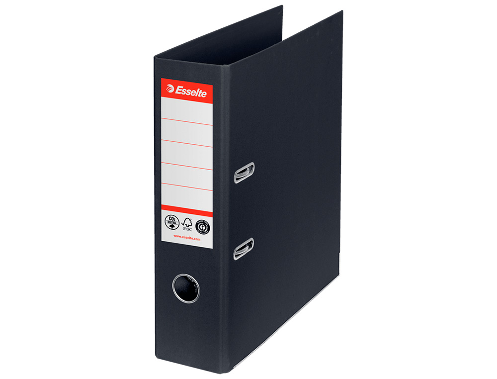 PASTA DE ARQUIVO DE ALAVANCA ESSELTE N1 CO2 NEUTRAL DIN A4 CARTAO FORRADO LOMBADA 75 MM PRETO