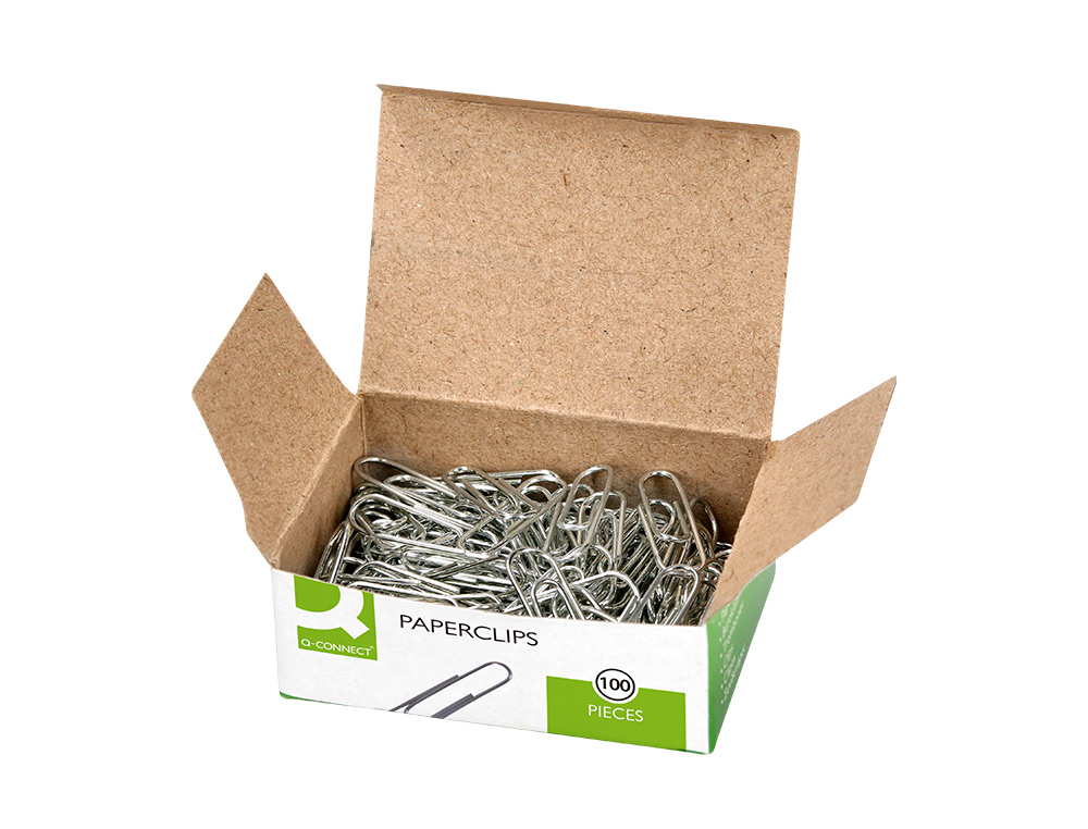 CLIPS ZINCO Q-CONNECT Nº 4 LABIADOS 50 MM CAIXA DE 100 UNIDADES