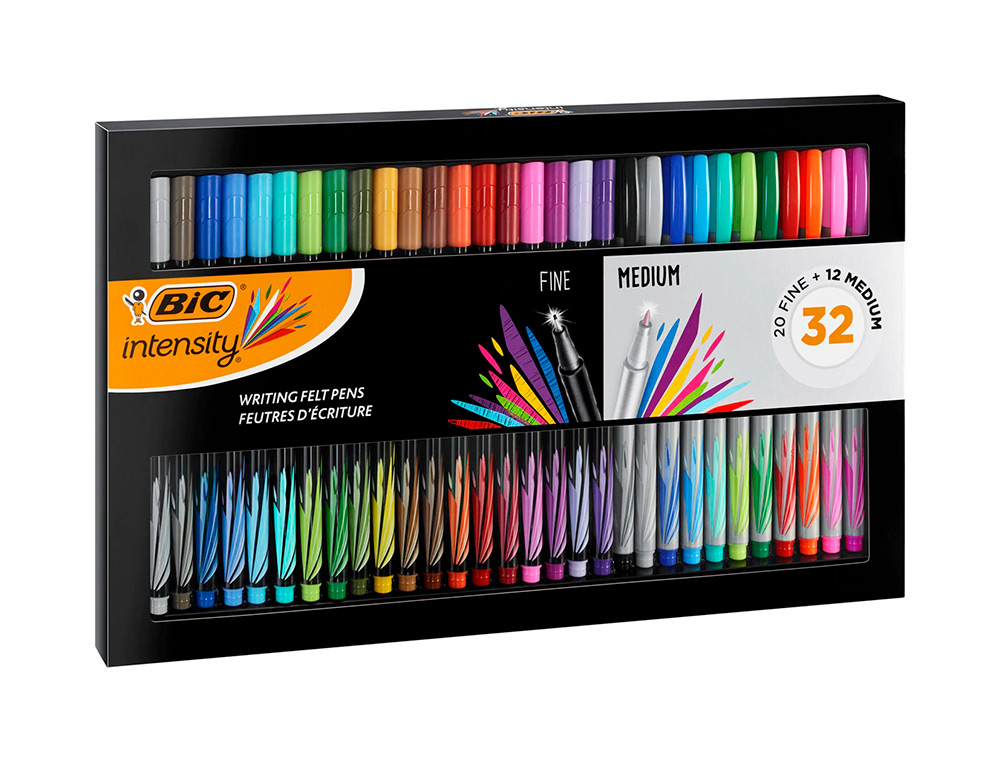 MARCADOR BIC INTESITY COLLECTION ESTOJO DE 32 UNIDADES CORES SORTIDAS