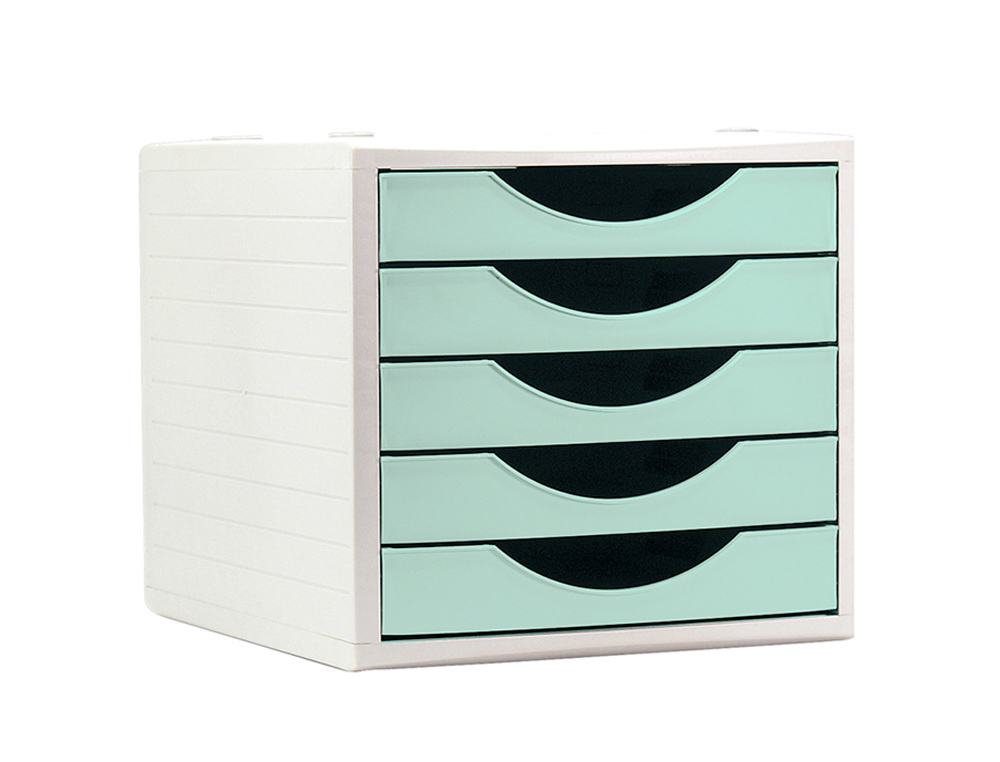 BLOCO CLASSIFICADOR DE GAVETAS ARCHIVO 2000 5 GAVETAS COR VERDE PASTEL 270X340X260 MM