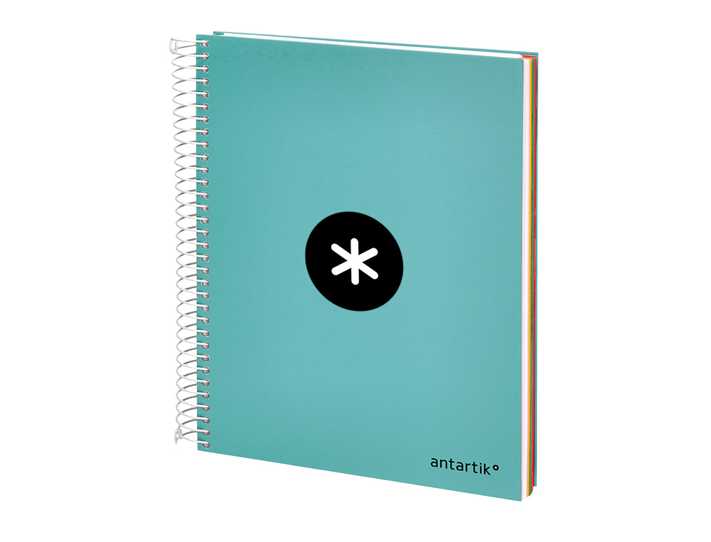 CADERNO ESPIRAL DIN A5 ANTARTIK CAPA FORRADA 120 F 100 GR LISO 5 MM 5 BANDAS COR MENTA