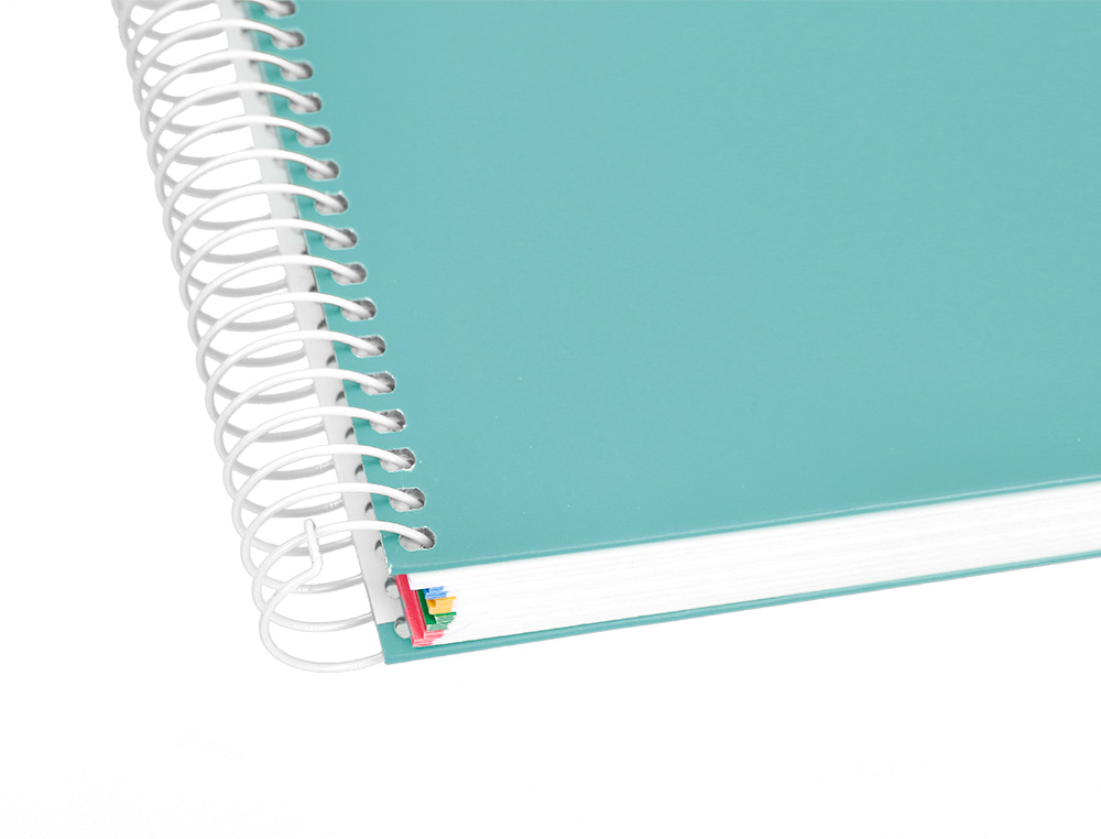 CADERNO ESPIRAL DIN A5 ANTARTIK CAPA FORRADA 120 F 100 GR LISO 5 MM 5 BANDAS COR MENTA