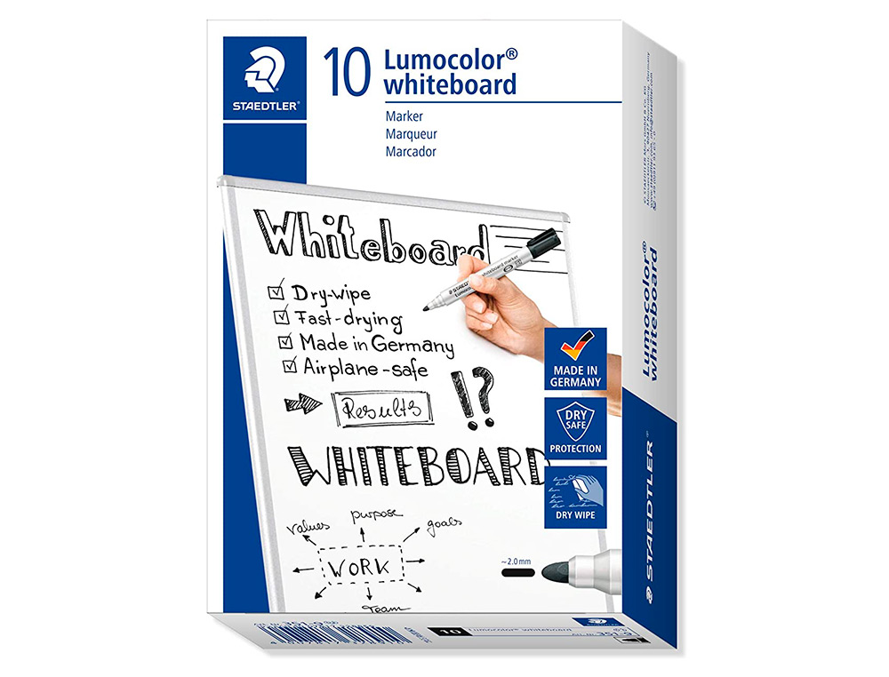 MARCADOR STAEDTLER LUMOCOLOR 351 PARA QUADRO BRANCO PONTA REDONDA 2 MM COR PRETO