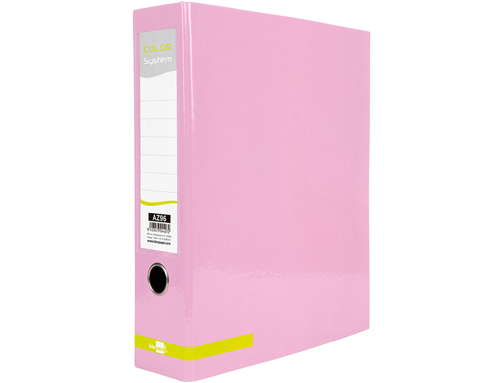 PASTA DE ARQUIVO DE ALAVANCA LIDERPAPEL COLOR SYSTEM CARTAO DIN A4 2 ANEIS DE 75 MM LOMBADA DE 80 MM SEM CAIXA ROSA