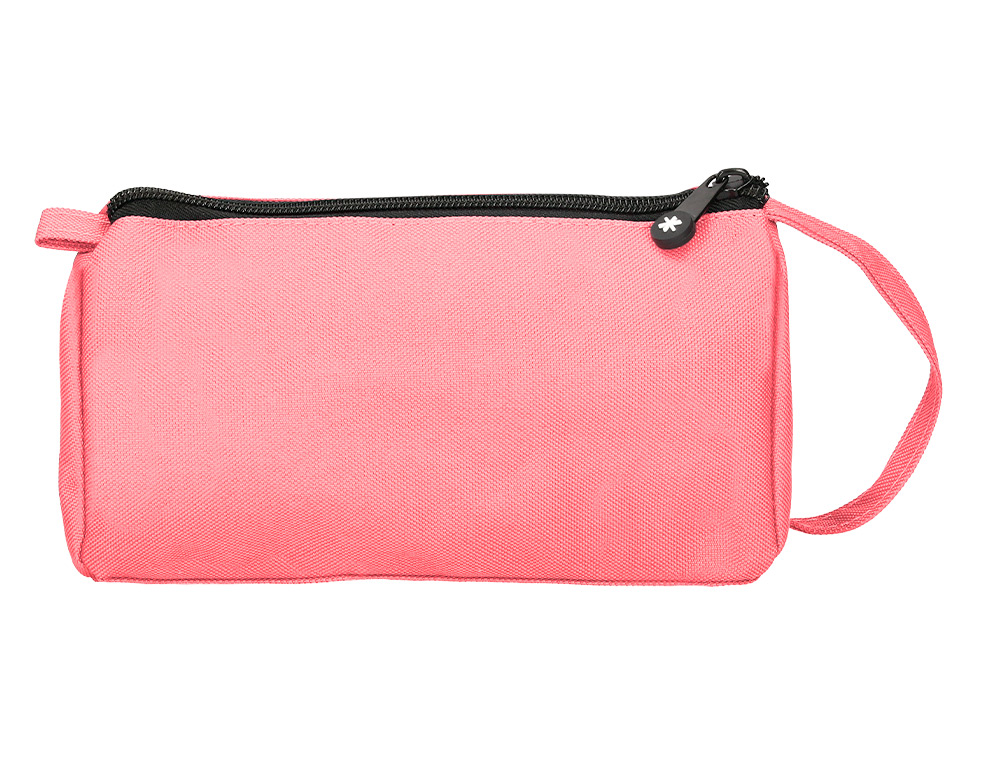 ESTOJO ESCOLAR ANTARTIK COM BOLSO FRONTAL DESDOBRAVEL COR CORAL 110X85X200 MM