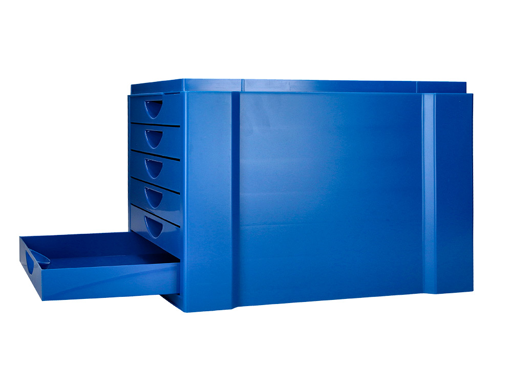 FICHEIRO GAVETAS DE SECRETARIA Q-CONNECT BANDEJA ORGANIZADORA SUPERIOR 6 GAVETAS COR AZUL OPACO 350X255X280 MM