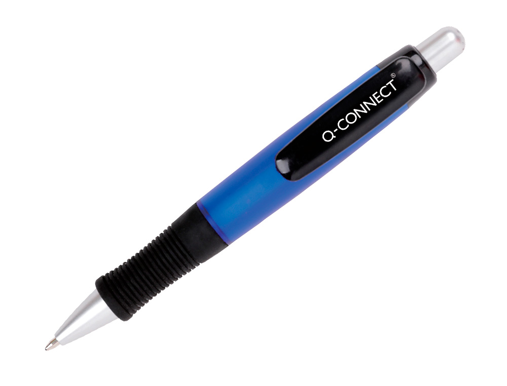 ESFEROGRAFICA Q-CONNECT PREMIUM RETRATIL COM APOIO DE DEDOS DE BORRACHA COR AZUL PONTA 1 MM