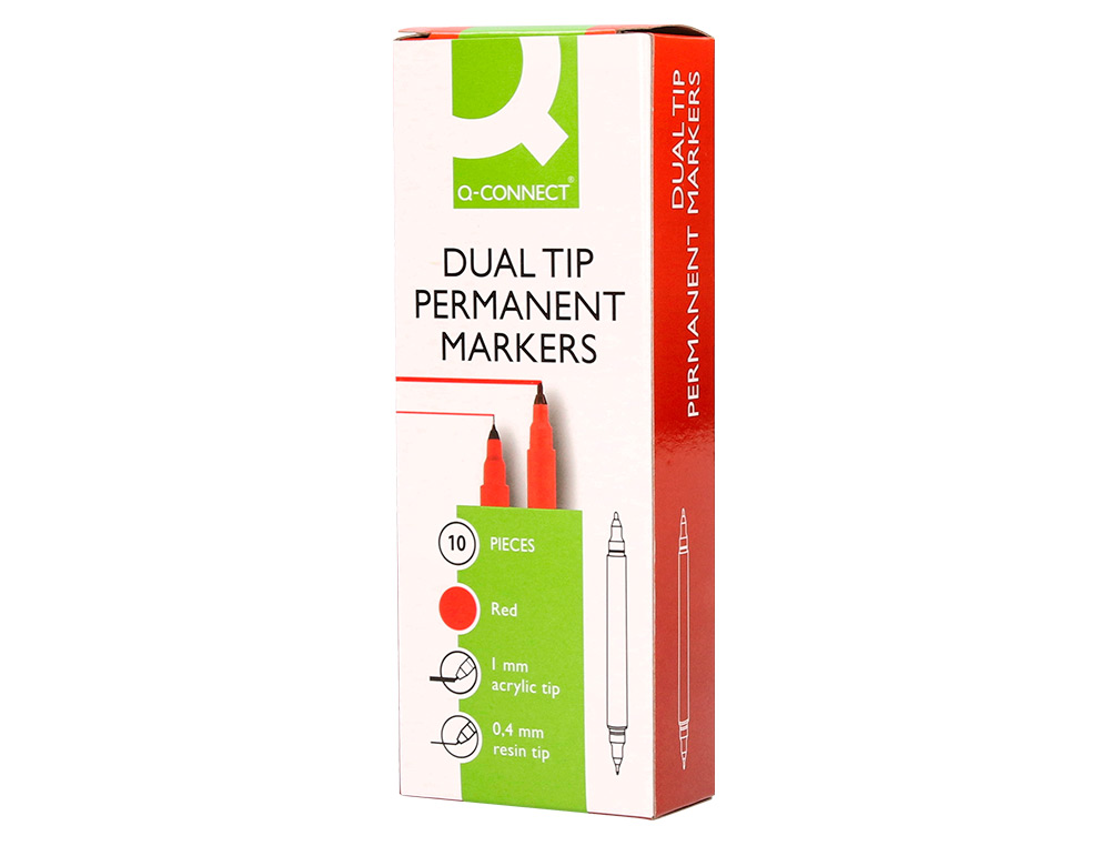 MARCADOR Q-CONNECT MARCADOR PERMANENTE DUPLA PONTA COR VERMELHO 0,4 MM E 1 MM