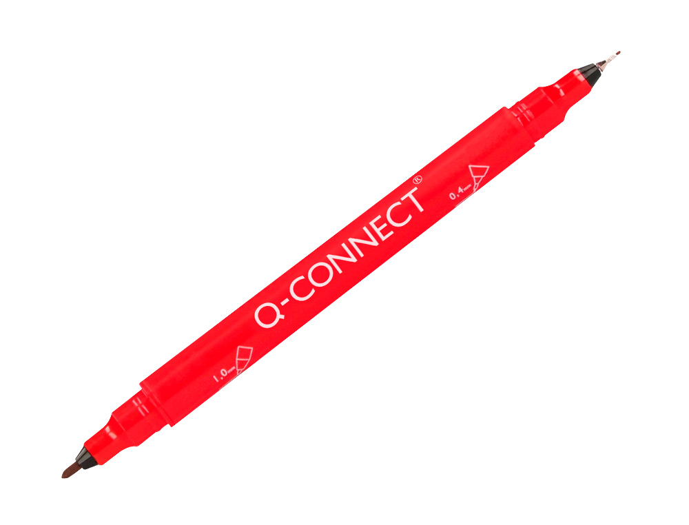 MARCADOR Q-CONNECT MARCADOR PERMANENTE DUPLA PONTA COR VERMELHO 0,4 MM E 1 MM