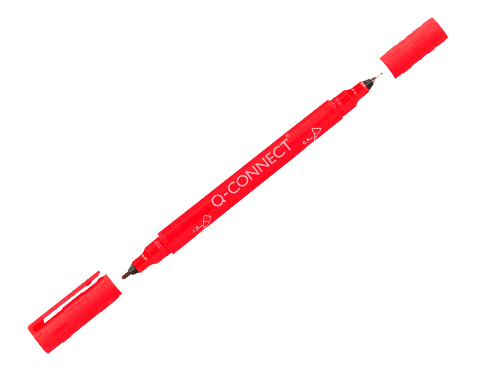 MARCADOR Q-CONNECT MARCADOR PERMANENTE DUPLA PONTA COR VERMELHO 0,4 MM E 1 MM