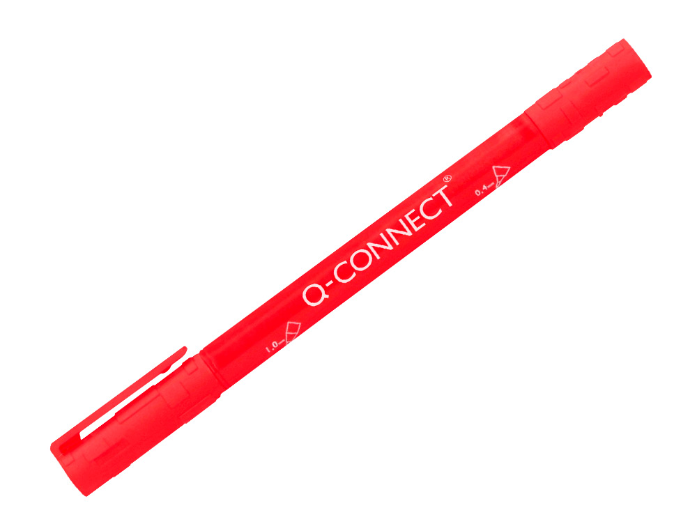 MARCADOR Q-CONNECT MARCADOR PERMANENTE DUPLA PONTA COR VERMELHO 0,4 MM E 1 MM