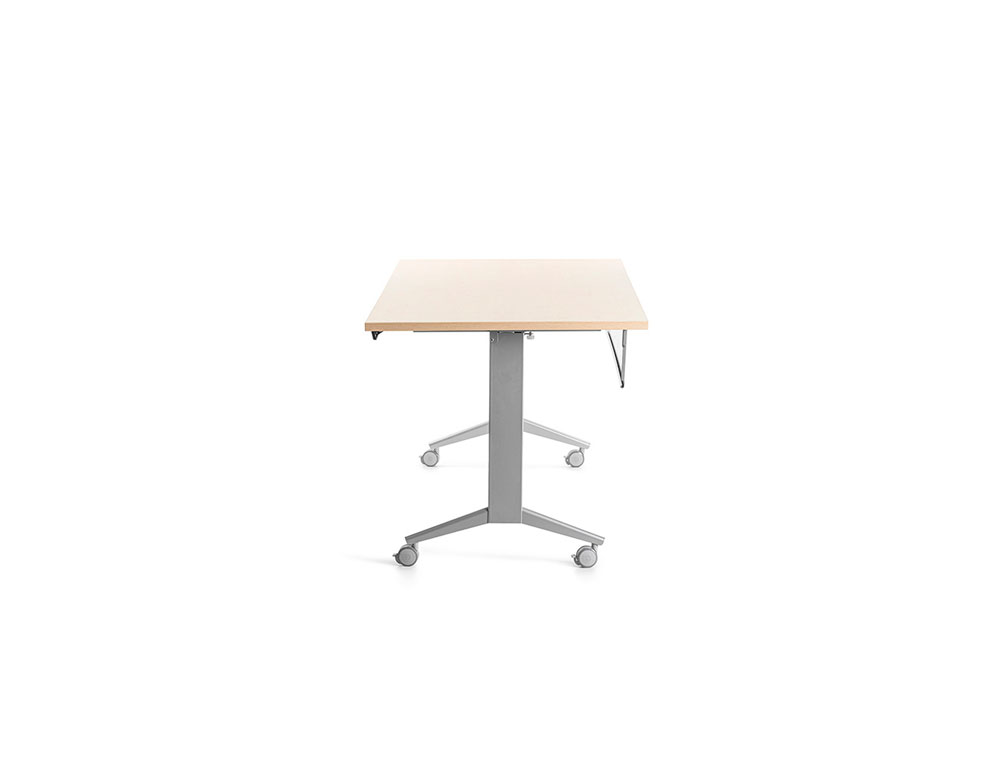MESA DE ESCRITORIO ROCADA 160X80CM COM TABULEIRO REBATIVEL 90 ACABAMENTO FD01 ALUMINIO/FAIA