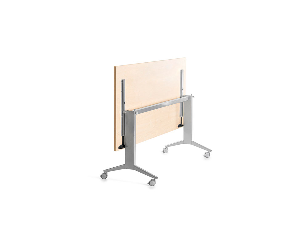 MESA DE ESCRITORIO ROCADA 160X80CM COM TABULEIRO REBATIVEL 90 ACABAMENTO FD01 ALUMINIO/FAIA