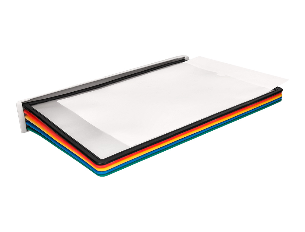 PORTA CATALOGO DE PAREDE PLASTICO LIDERPAPEL COM 10 BOLSAS DIN A4 CORES SORTIDAS