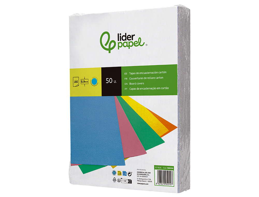 CAPA DE ENCADERNACAO LIDERPAPEL CARTAO DIN A4 0,9 MM AZUL FLUOR PACK DE 50 UNIDADES