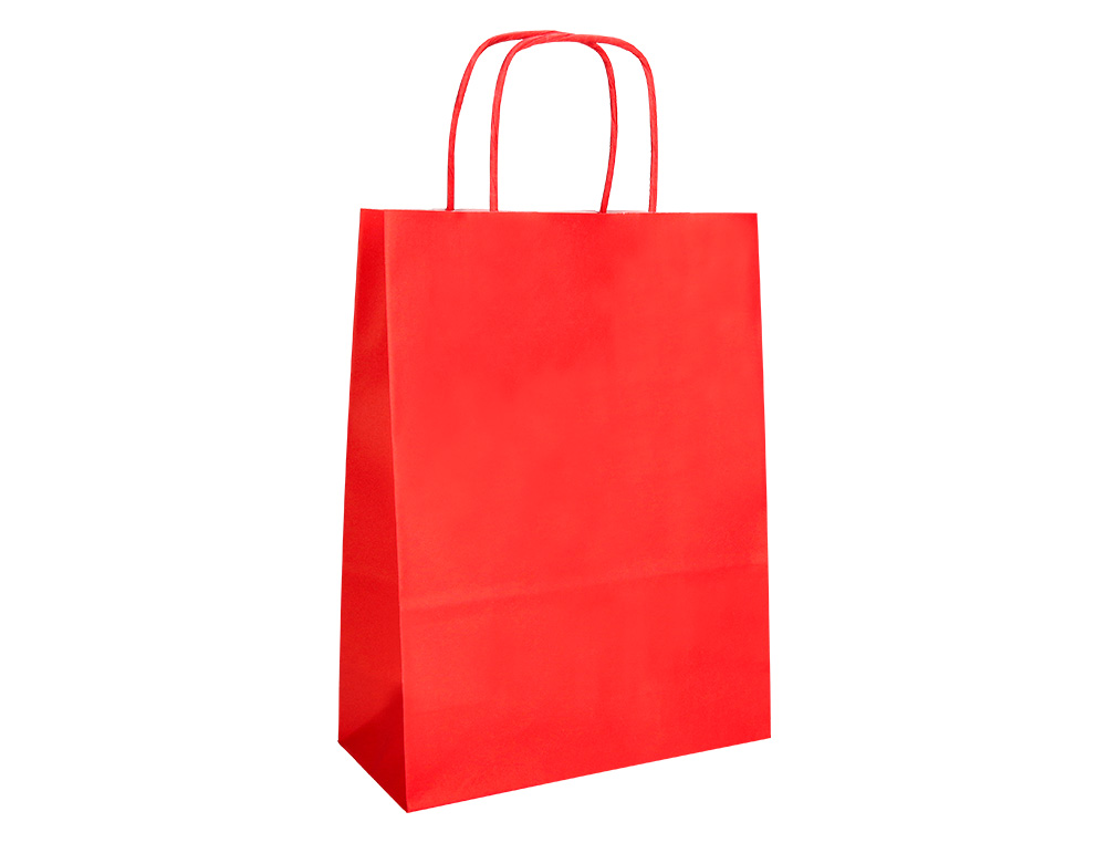 SACO DE PAPEL Q-CONNECT CELULOSE VERMELHO S COM ASA TORCIDA 240X320X100 MM