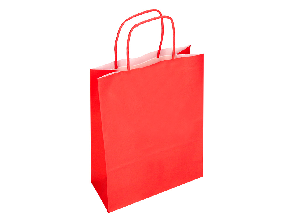 SACO DE PAPEL Q-CONNECT CELULOSE VERMELHO S COM ASA TORCIDA 240X320X100 MM