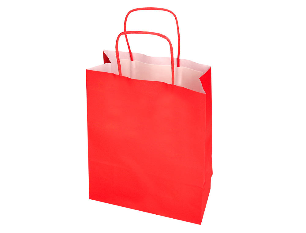 SACO DE PAPEL Q-CONNECT CELULOSE VERMELHO S COM ASA TORCIDA 240X320X100 MM