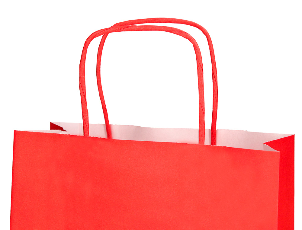 SACO DE PAPEL Q-CONNECT CELULOSE VERMELHO S COM ASA TORCIDA 240X320X100 MM