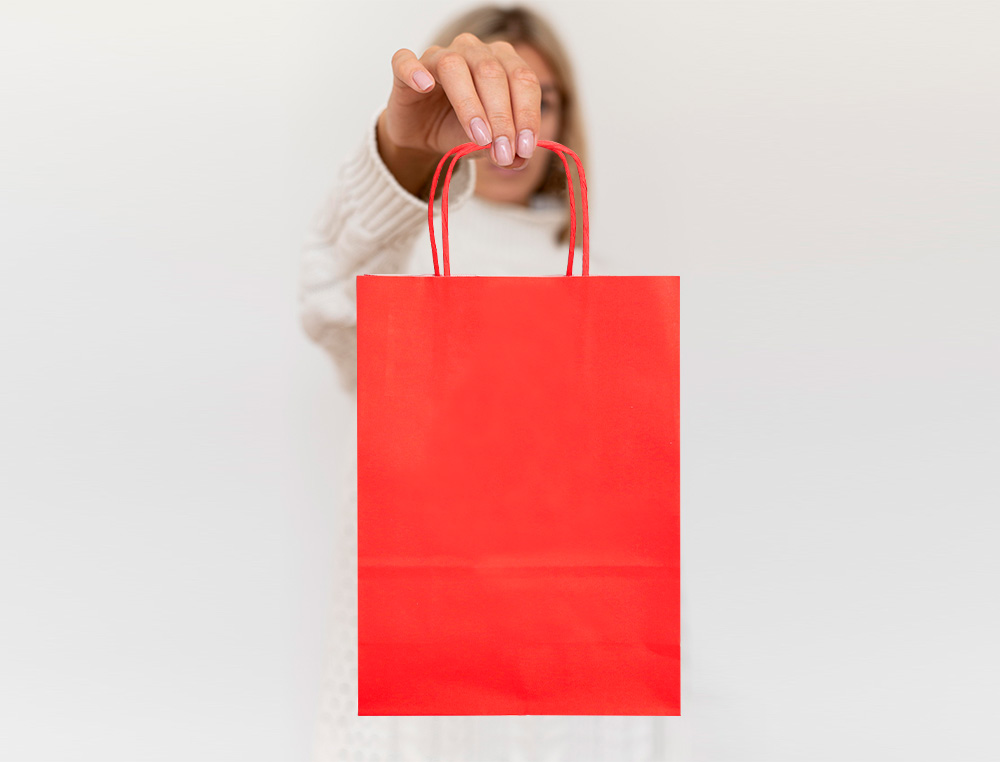 SACO DE PAPEL Q-CONNECT CELULOSE VERMELHO S COM ASA TORCIDA 240X320X100 MM