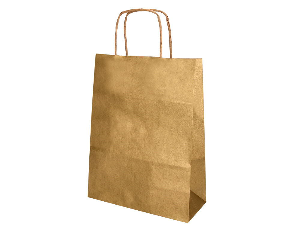 SACO DE PAPEL Q-CONNECT KRAFT OURO L COM ASA TORCIDA 320X400X140 MM
