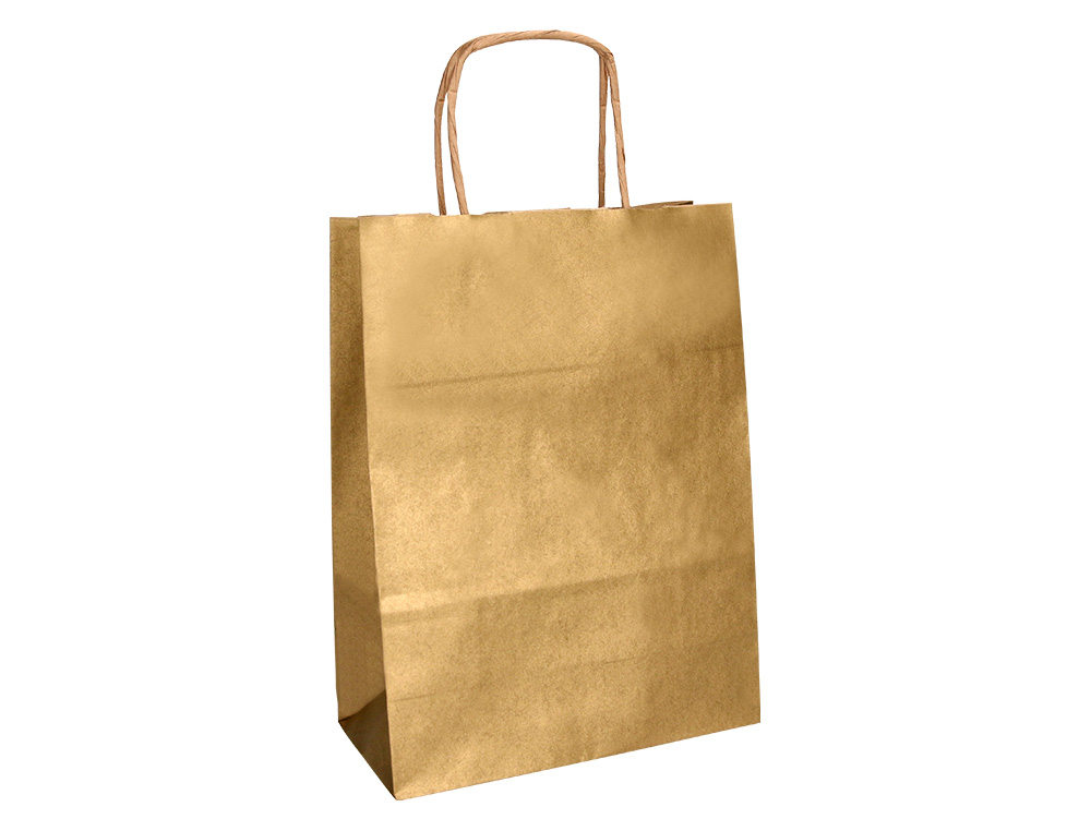 SACO DE PAPEL Q-CONNECT KRAFT OURO L COM ASA TORCIDA 320X400X140 MM