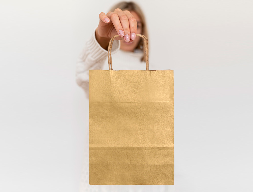 SACO DE PAPEL Q-CONNECT KRAFT OURO L COM ASA TORCIDA 320X400X140 MM