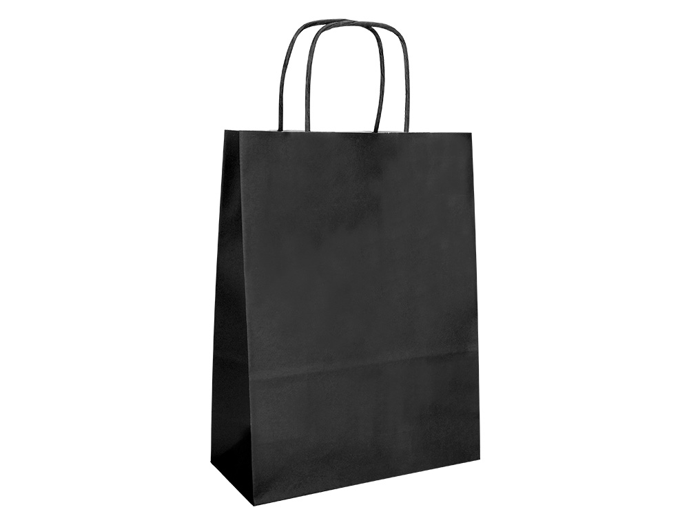 SACO DE PAPEL Q-CONNECT CELULOSE PRETO L COM ASA TORCIDA 320X400X140 MM