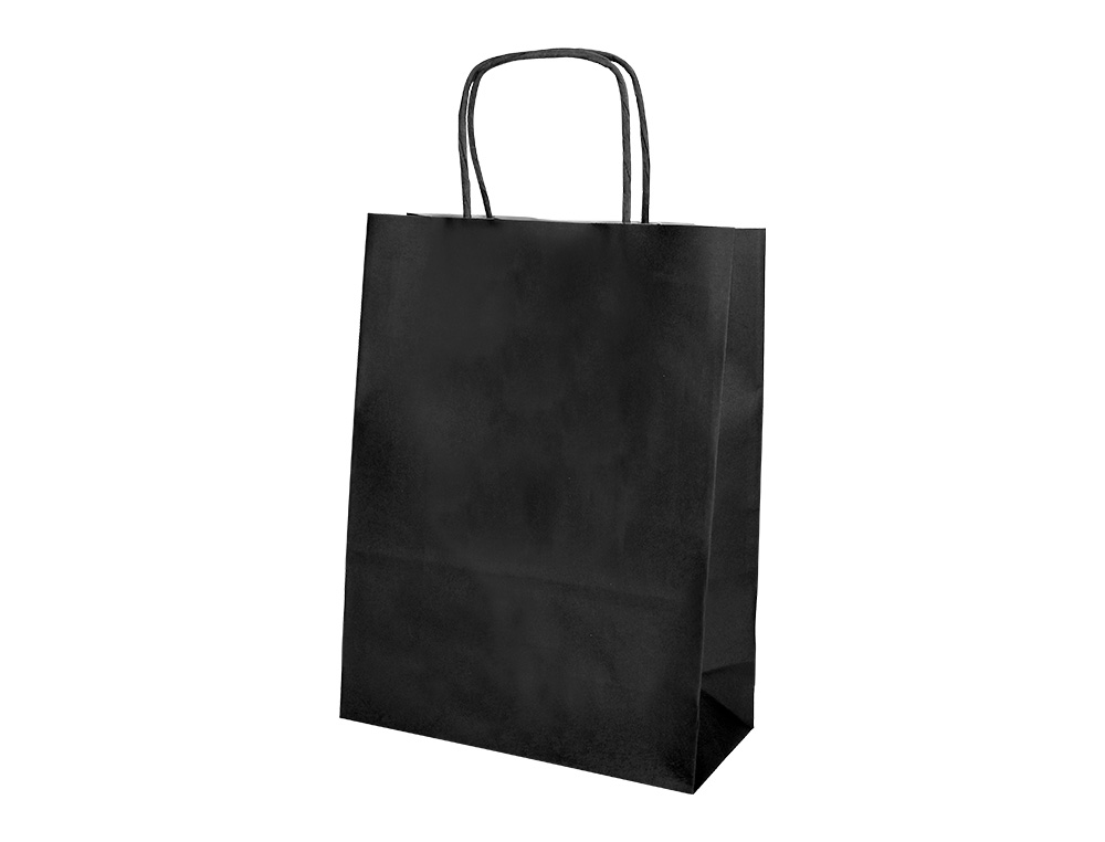 SACO DE PAPEL Q-CONNECT CELULOSE PRETO L COM ASA TORCIDA 320X400X140 MM