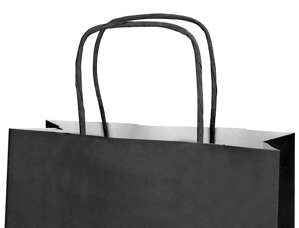 SACO DE PAPEL Q-CONNECT CELULOSE PRETO L COM ASA TORCIDA 320X400X140 MM