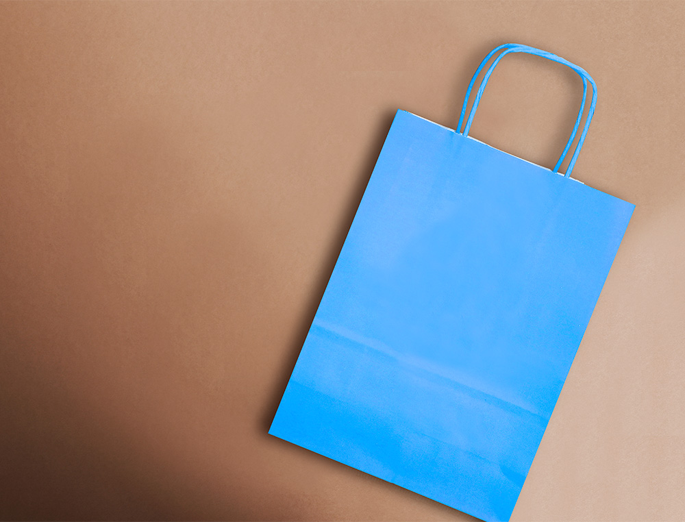 SACO DE PAPEL Q-CONNECT CELULOSE CELESTE L COM ASA TORCIDA 320X400X140 MM