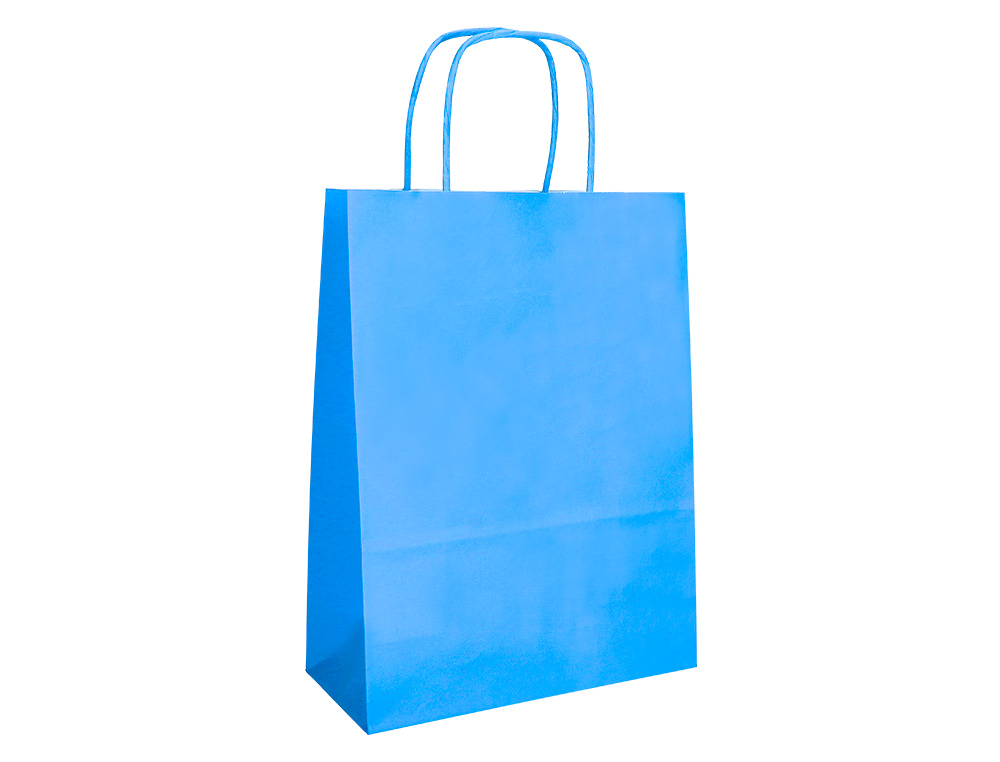 SACO DE PAPEL Q-CONNECT CELULOSE CELESTE L COM ASA TORCIDA 320X400X140 MM