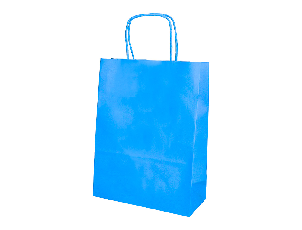 SACO DE PAPEL Q-CONNECT CELULOSE CELESTE L COM ASA TORCIDA 320X400X140 MM