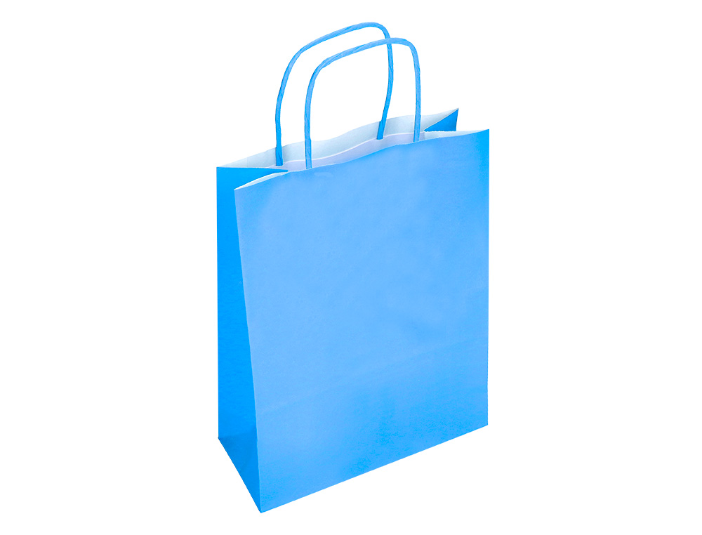 SACO DE PAPEL Q-CONNECT CELULOSE CELESTE L COM ASA TORCIDA 320X400X140 MM