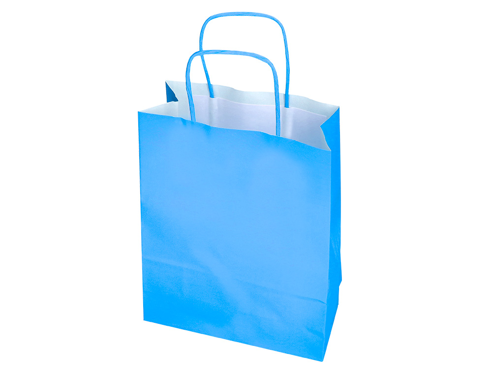 SACO DE PAPEL Q-CONNECT CELULOSE CELESTE L COM ASA TORCIDA 320X400X140 MM