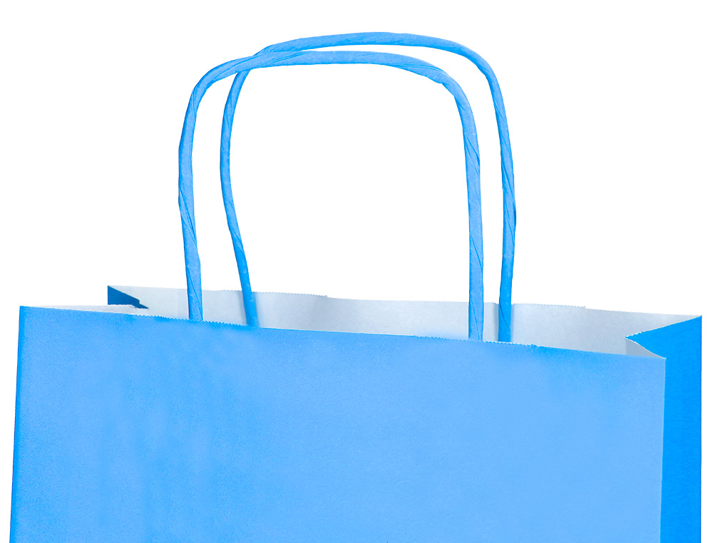SACO DE PAPEL Q-CONNECT CELULOSE CELESTE L COM ASA TORCIDA 320X400X140 MM
