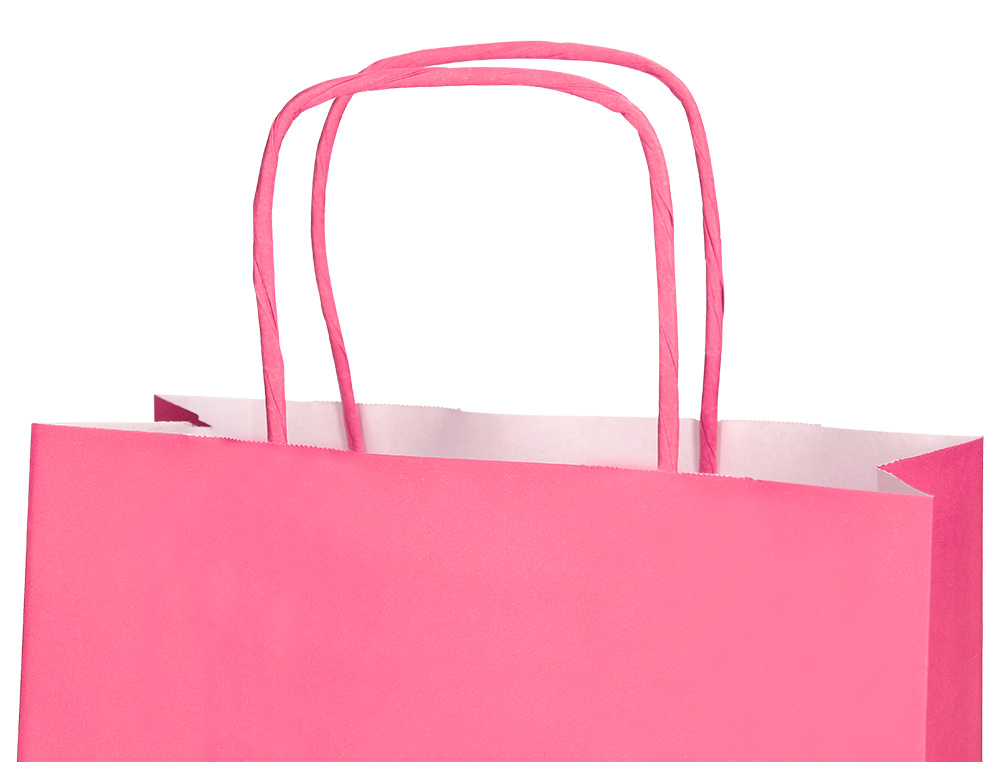 SACO DE PAPEL Q-CONNECT CELULOSE ROSA L COM ASA TORCIDA 320X400X14 MM