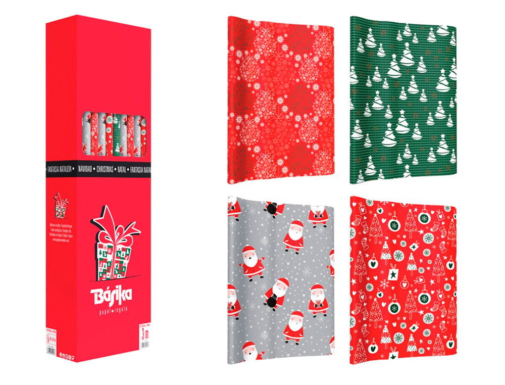 PAPEL FANTASIA BASIKA NATAL ROLO LARGURA 1 MT COMPRIMENTO 3 M MODELOS SORTIDOS GRAMAGEM 50 GR