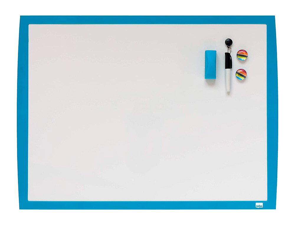 QUADRO BRANCO NOBO MAGNETICO MOLDURA AZUL 43X58,5 CM