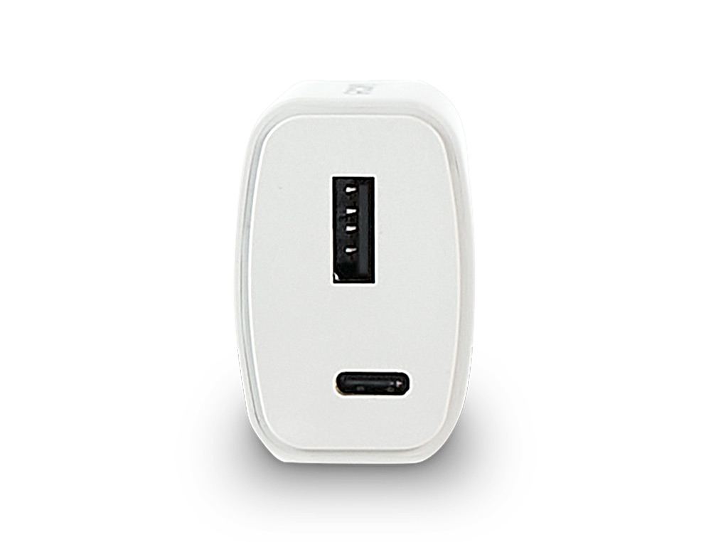 CARREGADOR DE PAREDE GROOVY 1 USB + 1USB-C COR BRANCO