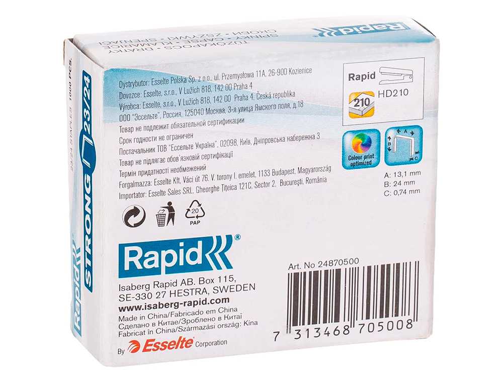 AGRAFES RAPID N 23/24 STRONG GALVANIZADOS CAIXA DE 1000 UNIDADES